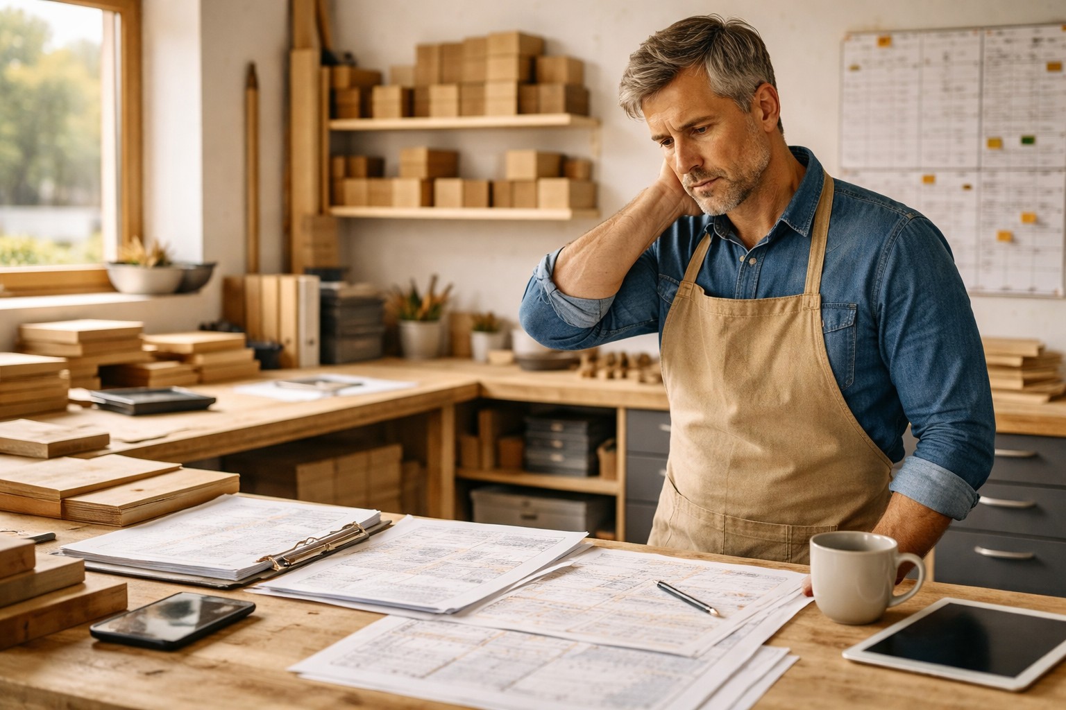 Viel Arbeit Schreiner  ist angespannt